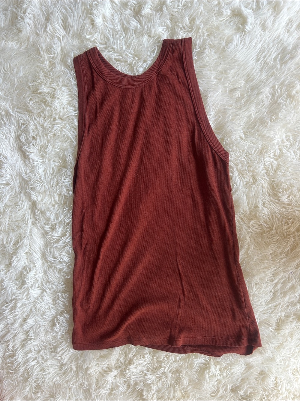 a new day Ribbed Tank Top in Rust Brown